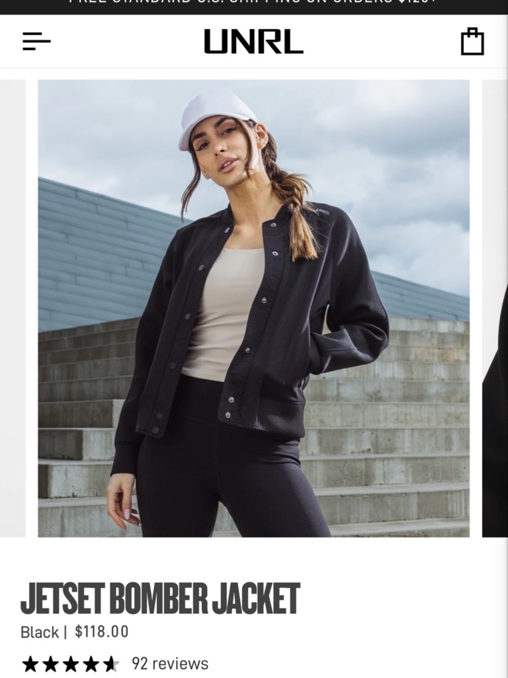 UNRL Women's Black Bomber Jacket — Snap-Front Casual Layer